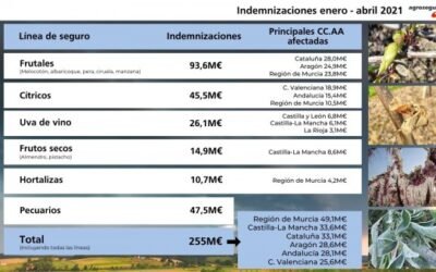 La siniestralidad en cultivos y ganado asegurados se elevó a más de 255 M€ hasta 30 de abril