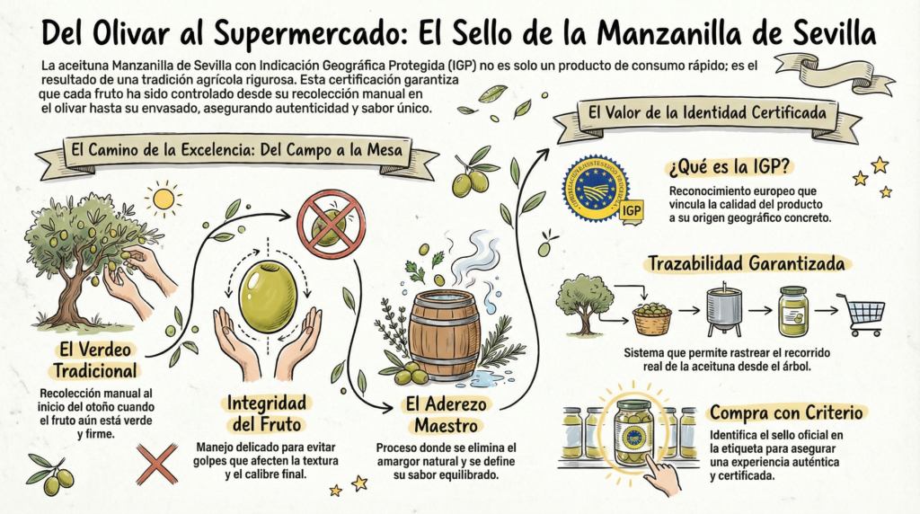 del olivar al supermercado el sello de la aceituna manzanilla de sevilla con IGP